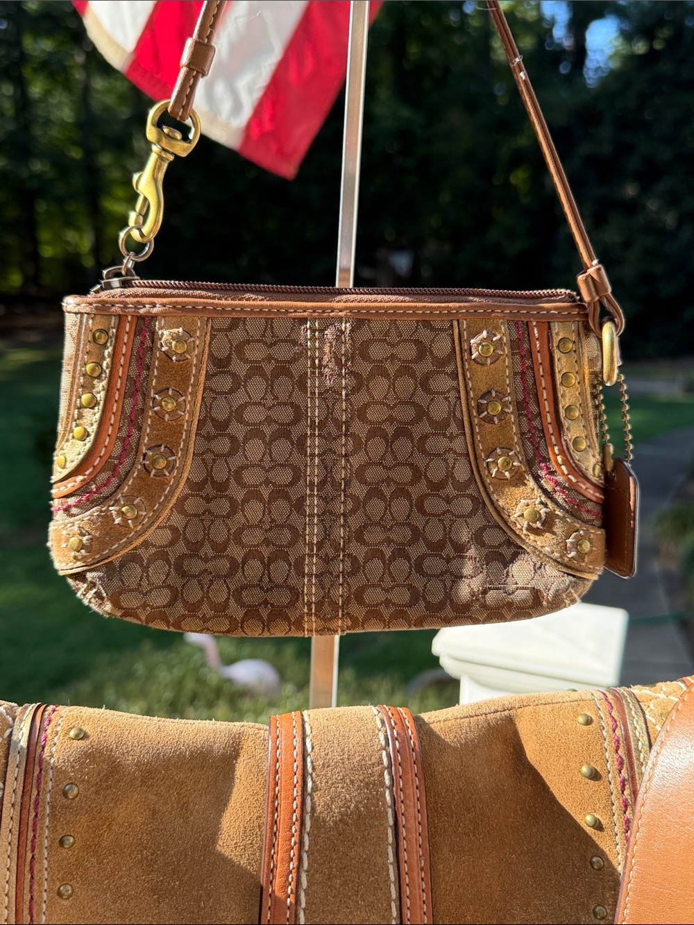 Coach Vintage Signature Soho Crossbody Buckle Suede Studded Bag & Wristlet - Picture 10 of 17